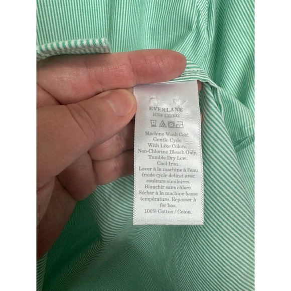 Everlane Size 4 Button Down Pinstripe Shirt Mint Green Oversized Cotton NWT - Picture 8 of 10